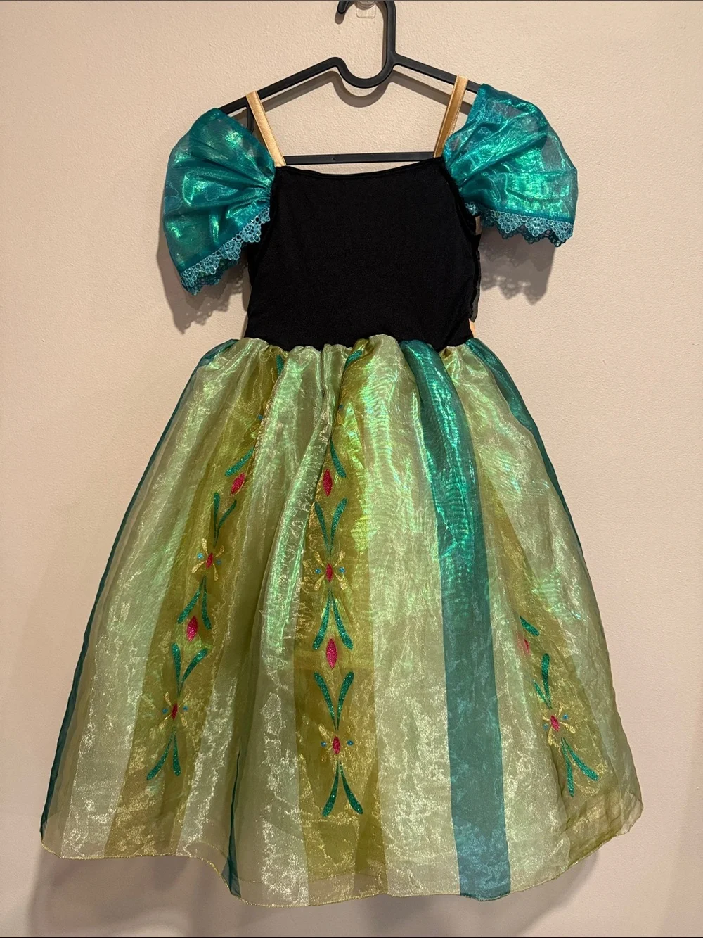 Disney Frozen Anna Teal Green and Gold Princess Dress Costume Halloween 🎃